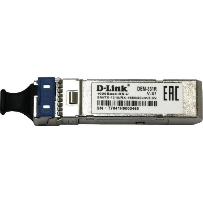SFP-трансивер D-LINK с 1 портом 1000Base-BX-U (Tx:1310 нм, Rx:1550 нм) для одномодового оптического кабеля (до 40 км) 331R/40KM/B1A